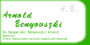 arnold benyovszki business card